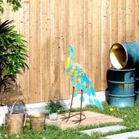 Multi Colour Steel Peacock Garden Statue