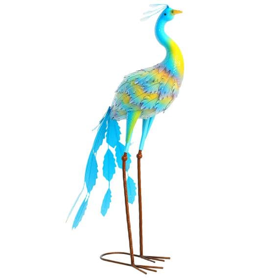 Multi Colour Steel Peacock Garden Statue