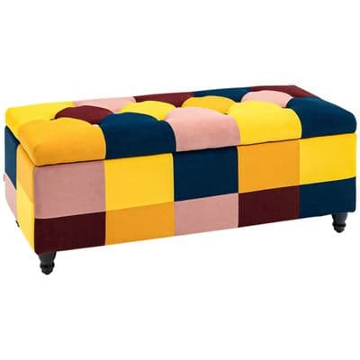 Multicoloured Velvet Storage Ottoman Bench