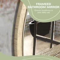 Natural Wood Effect Round Mirror With Shelf