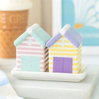 Pastel Beach Hut Salt & Pepper Shakers