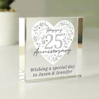 Personalised 25th Wedding Anniversary Crystal Token
