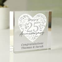 Personalised 25th Wedding Anniversary Crystal Token