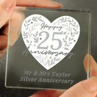Personalised 25th Wedding Anniversary Crystal Token
