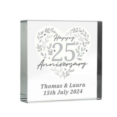 Personalised 25th Wedding Anniversary Crystal Token