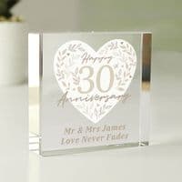 Personalised 30th Pearl Wedding Anniversary Crystal Token