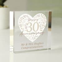 Personalised 30th Pearl Wedding Anniversary Crystal Token