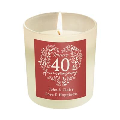 Personalised 40th Ruby Wedding Anniversary Candle