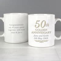 Personalised 50th Golden Anniversary Mug Set