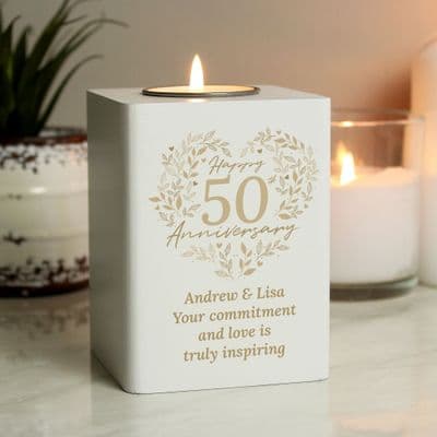 Personalised 50th Golden Anniversary Tea light Holder