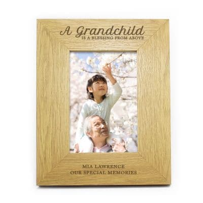 Personalised A Grandchild Is A Blessing Oak Finish Photo Frame