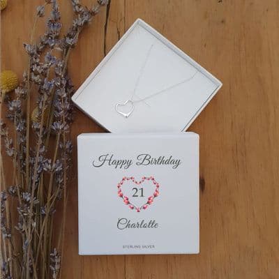 Personalised Age Happy Birthday Sterling Silver Heart Pendant