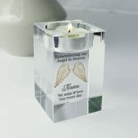 Personalised Angel Wings Memorial Glass Tea Light Holder