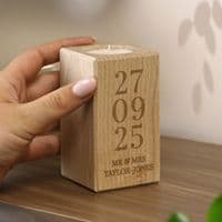 Personalised Anniversary Date Wooden Tealight