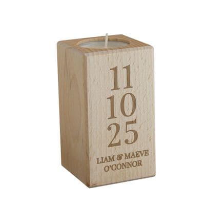 Personalised Anniversary Date Wooden Tealight