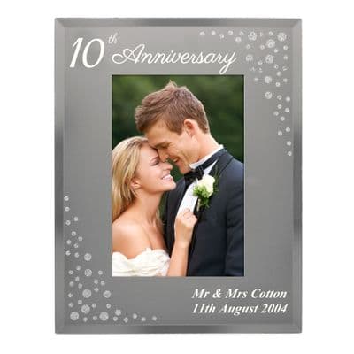 Personalised Anniversary Diamante Glass Photo Frame 6 x 4