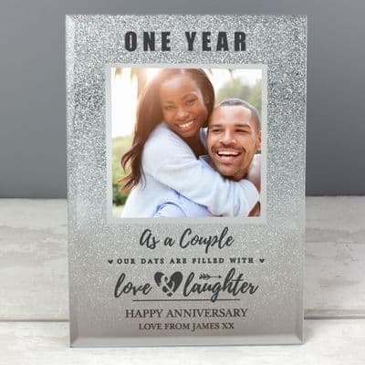 Personalised Anniversary Glitter Glass Photo Frame