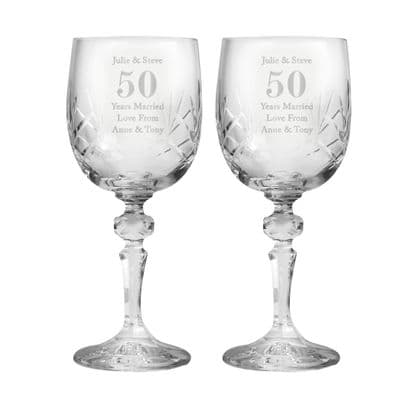 Personalised Anniversary Set Of 2 Crystal Wine Glasses