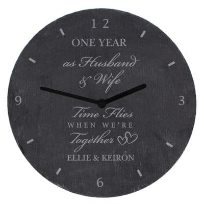 Personalised Anniversary Slate Clock
