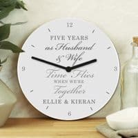 Personalised Anniversary White Wooden Clock