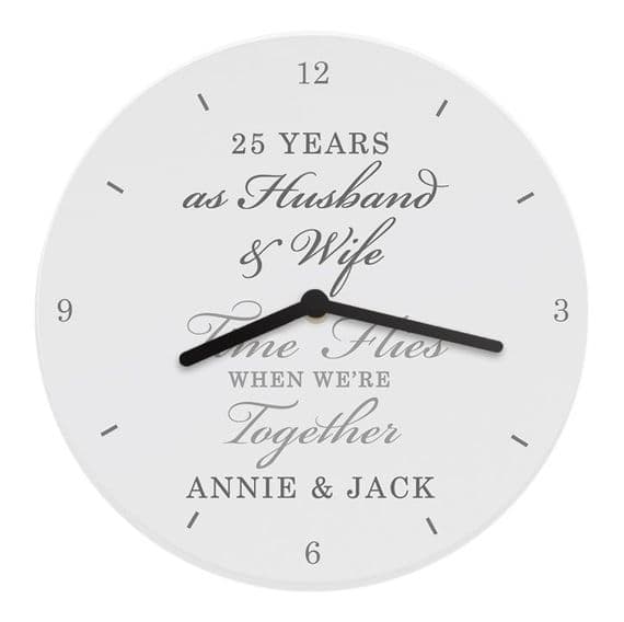 Personalised Anniversary White Wooden Clock
