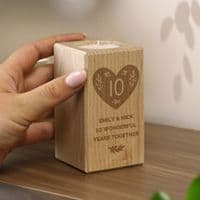 Personalised Anniversary Wooden Tealight Holder