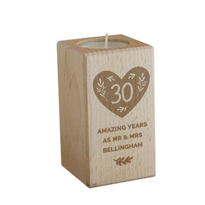 Personalised Anniversary Wooden Tealight Holder