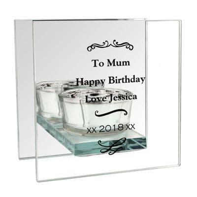 Personalised Antique Scroll Mirrored Tea Light Holder
