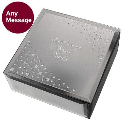 Personalised Any Message Diamante Glass Trinket Box