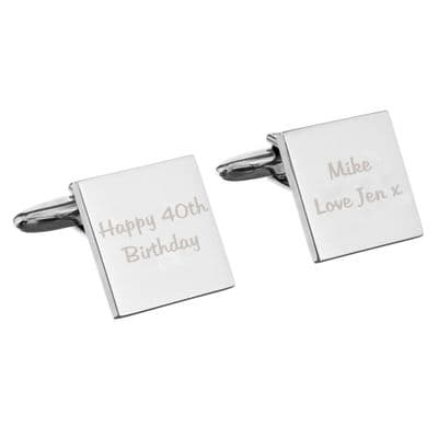 Personalised Any Message Square Cufflinks