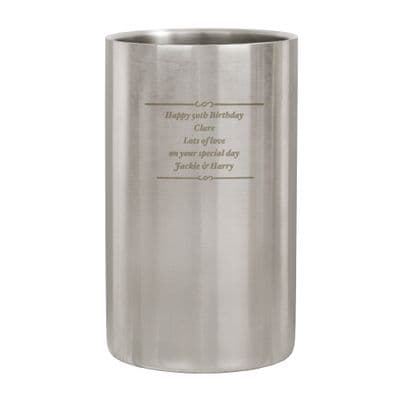 Personalised Any Message Stainless Steel Wine Cooler