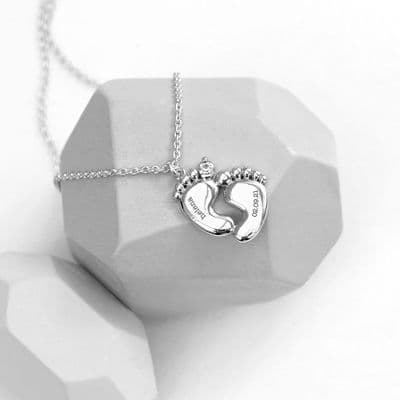 Personalised Baby Feet Plated Necklace