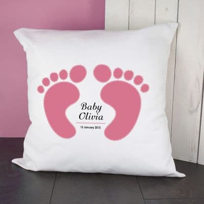 Personalised Baby Pink Feet Cushion Cover