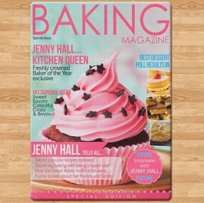 Personalised Baking Magazine  Glass Chopping Board