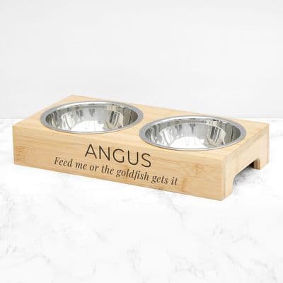 Personalised Bamboo Pet Bowl Set