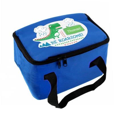 Personalised Be Roarsome Blue Dinosaur Lunch Bag