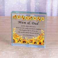 Personalised Because Of You Sunflower Crystal Token