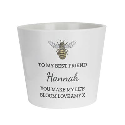 Personalised Bee Large Ceramic Plant Pot