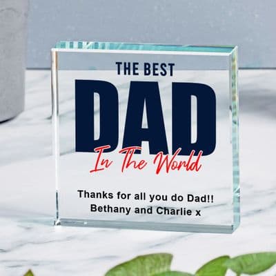 Personalised Best Dad In The World Crystal Token