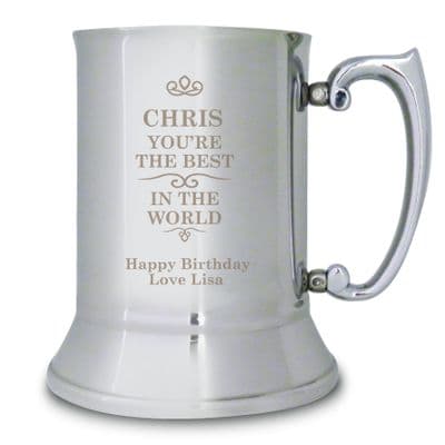 Personalised Best In The World Stainless Steel Tankard