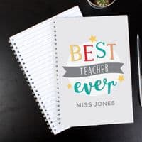 Personalised Best Teacher Ever A5 Notebook