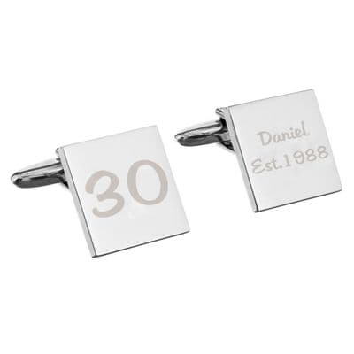 Personalised Birthday Big Age Square Cufflinks