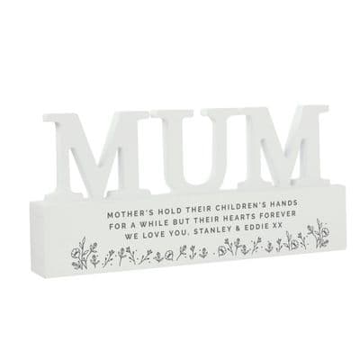 Personalised Black Floral Wooden Mum Ornament