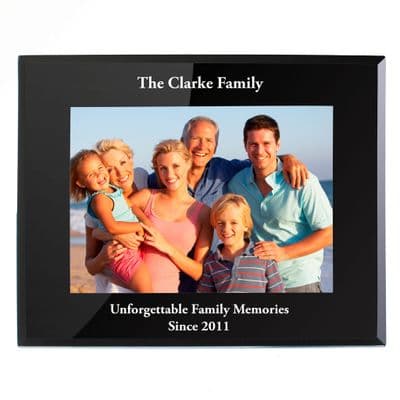 Personalised Black Glass Landscape Photo Frame