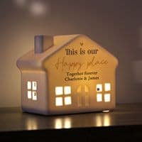Personalised Black & Gold Free Text Ceramic LED House