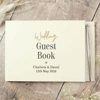 Personalised Black & Gold Free Text Guest Book