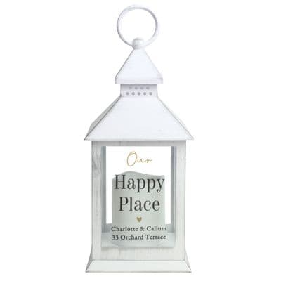 Personalised Black & Gold Free Text White Lantern