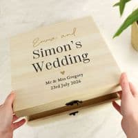 Personalised Black & Gold Free Text Woden Keepsake Box