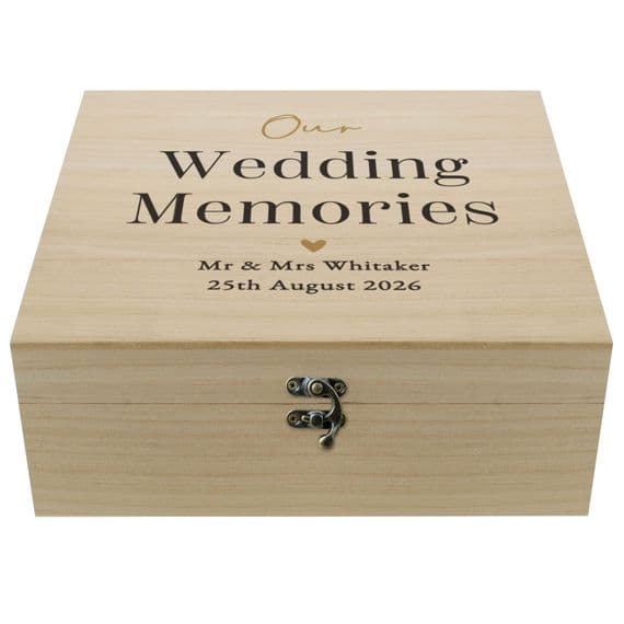 Personalised Black & Gold Free Text Woden Keepsake Box