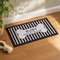 Personalised Black Stripe Pet Bowl Mat